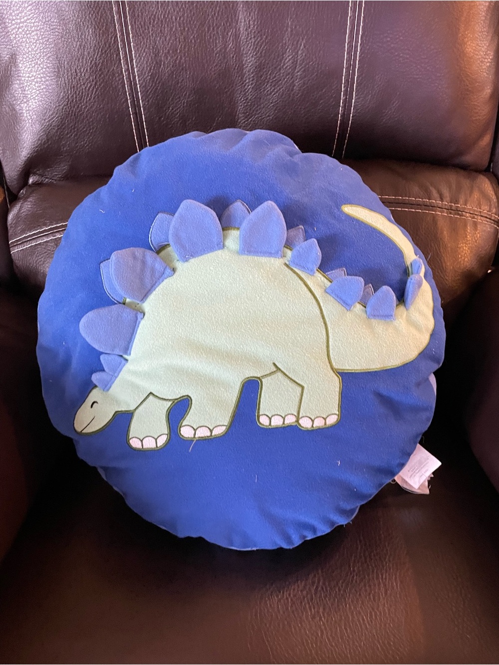 Plush Blue Dinosaur Accent Pillow - Cute Stegosaurus Design